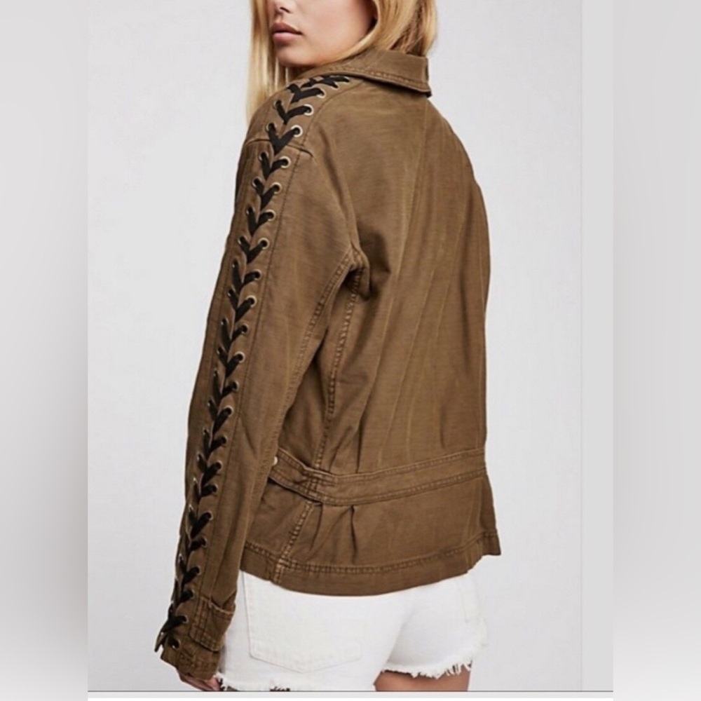 Free People Brown Lace-Up Utility Jacket - Picture 2 of 12